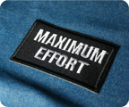 Maximum Effort Funny Black Iron On Patch (7.8 x 5cm)