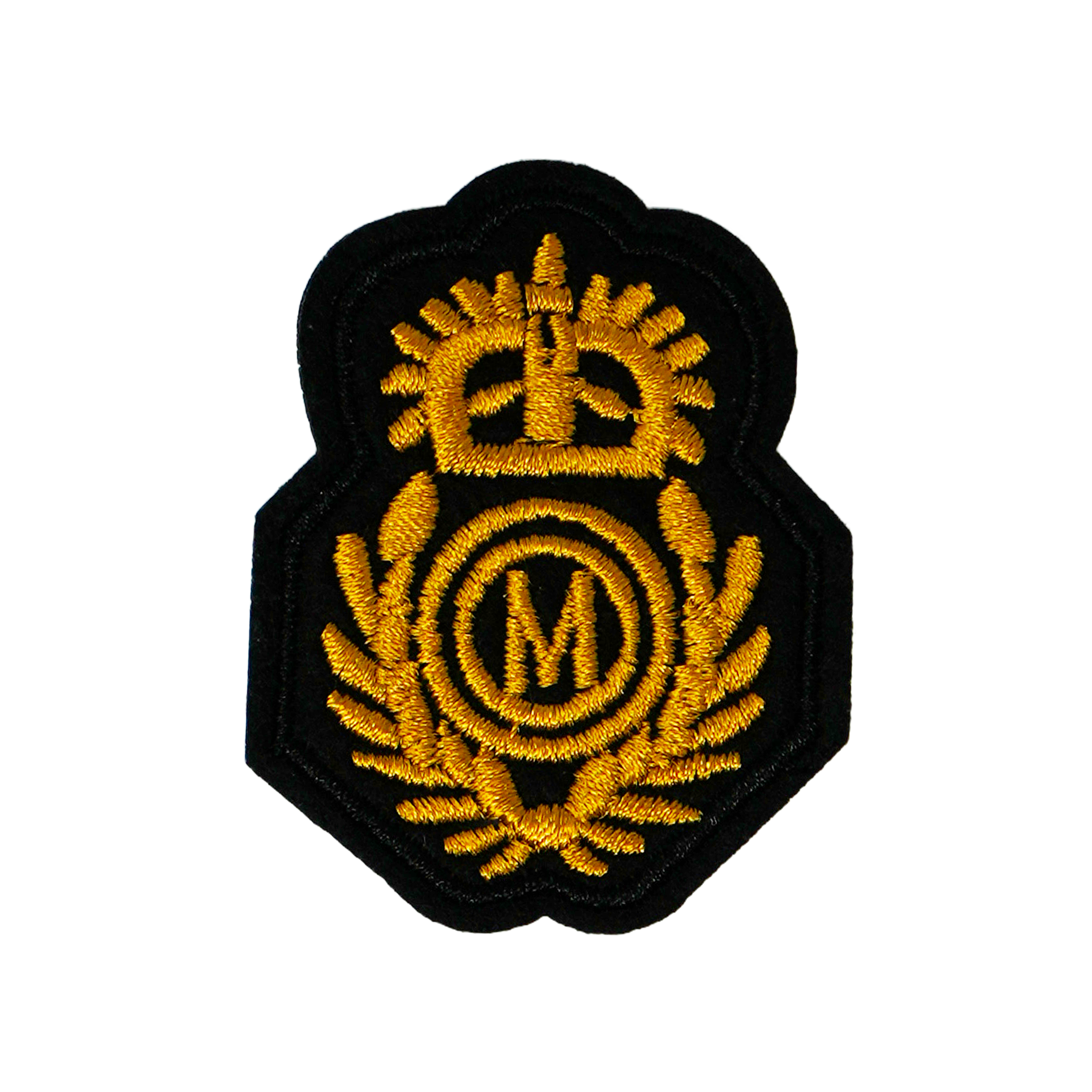 M Monogram Gold Crown Naval Cap Badge Iron On Patch (5 x 4cm) Main image