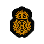 M Monogram Gold Crown Naval Cap Badge Iron On Patch (5 x 4cm)