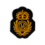 M Monogram Gold Crown Naval Cap Badge Iron On Patch (5 x 4cm)