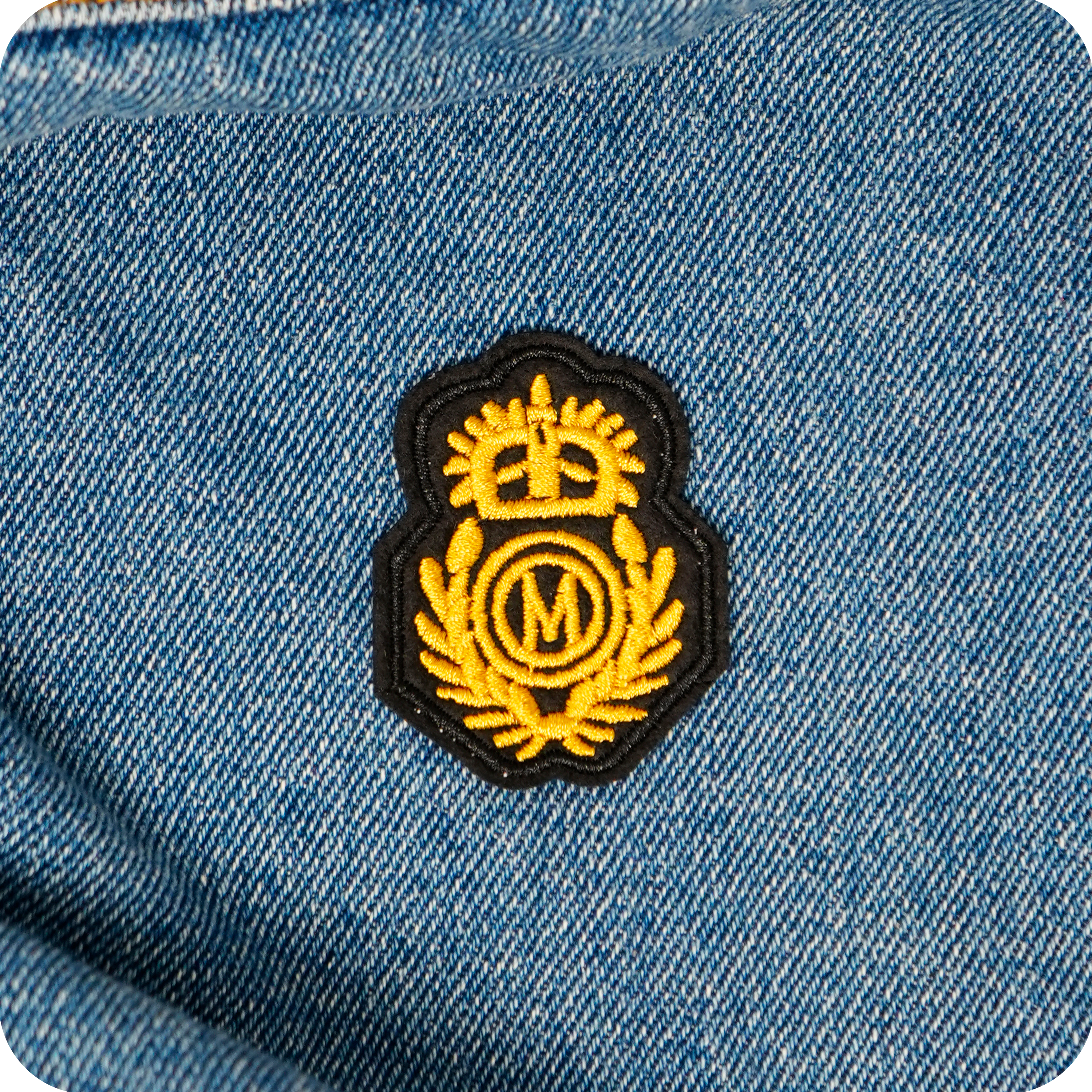 M Monogram Gold Crown Naval Cap Badge Iron On Patch (5 x 4cm)