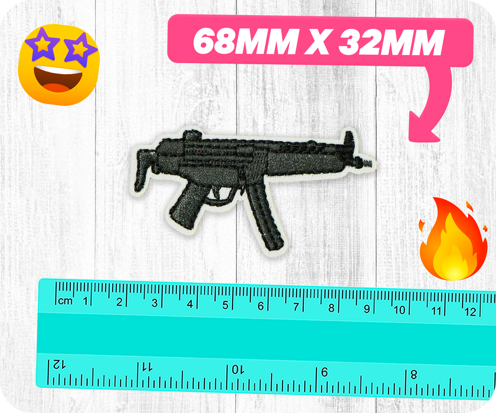 H&K MP5 Sub Machine Gun Pistol Iron On Patch (6.8 x 3.2cm)