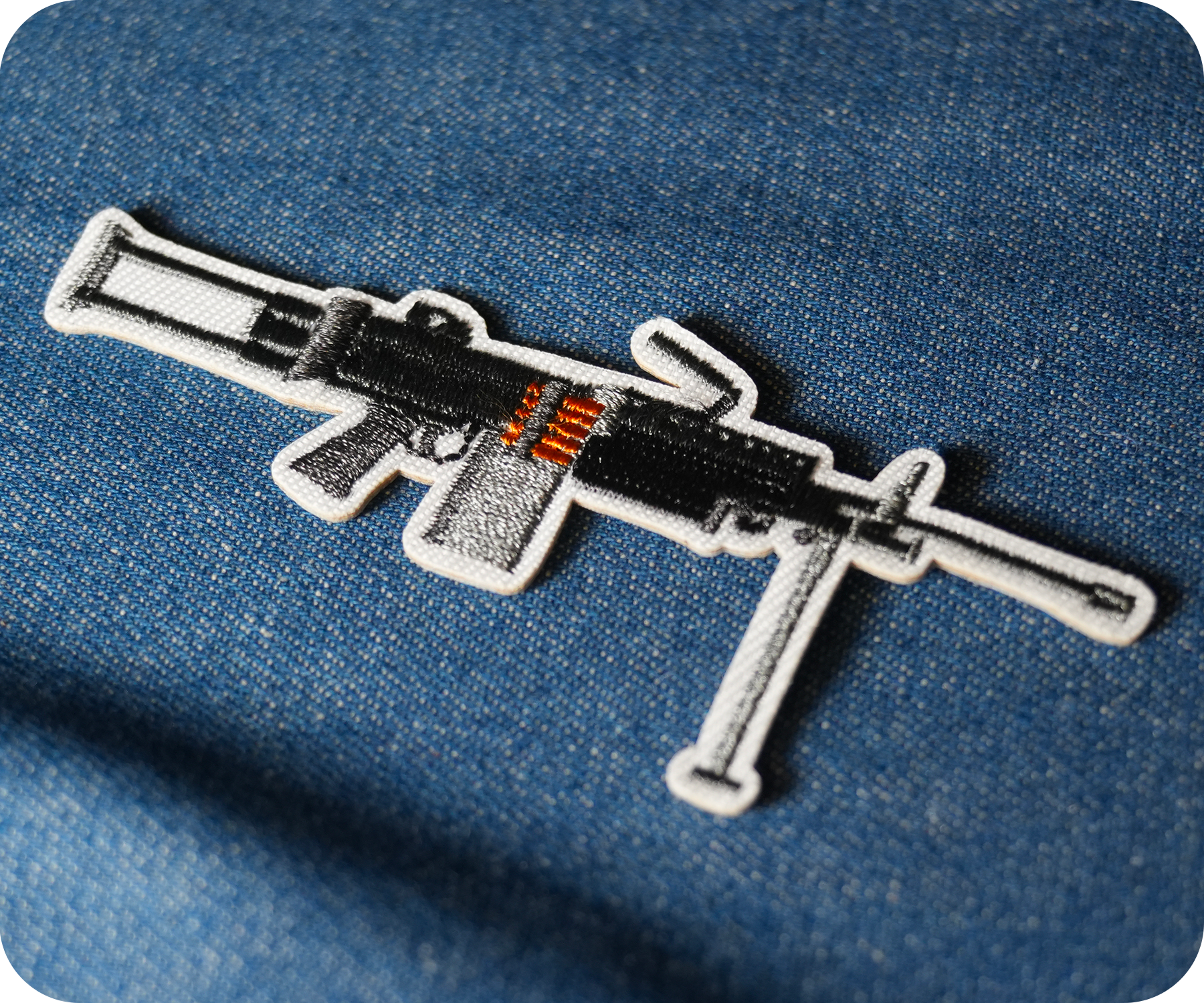 M249 SAW Machine Gun Iron On Patch (9.5 x 3cm)