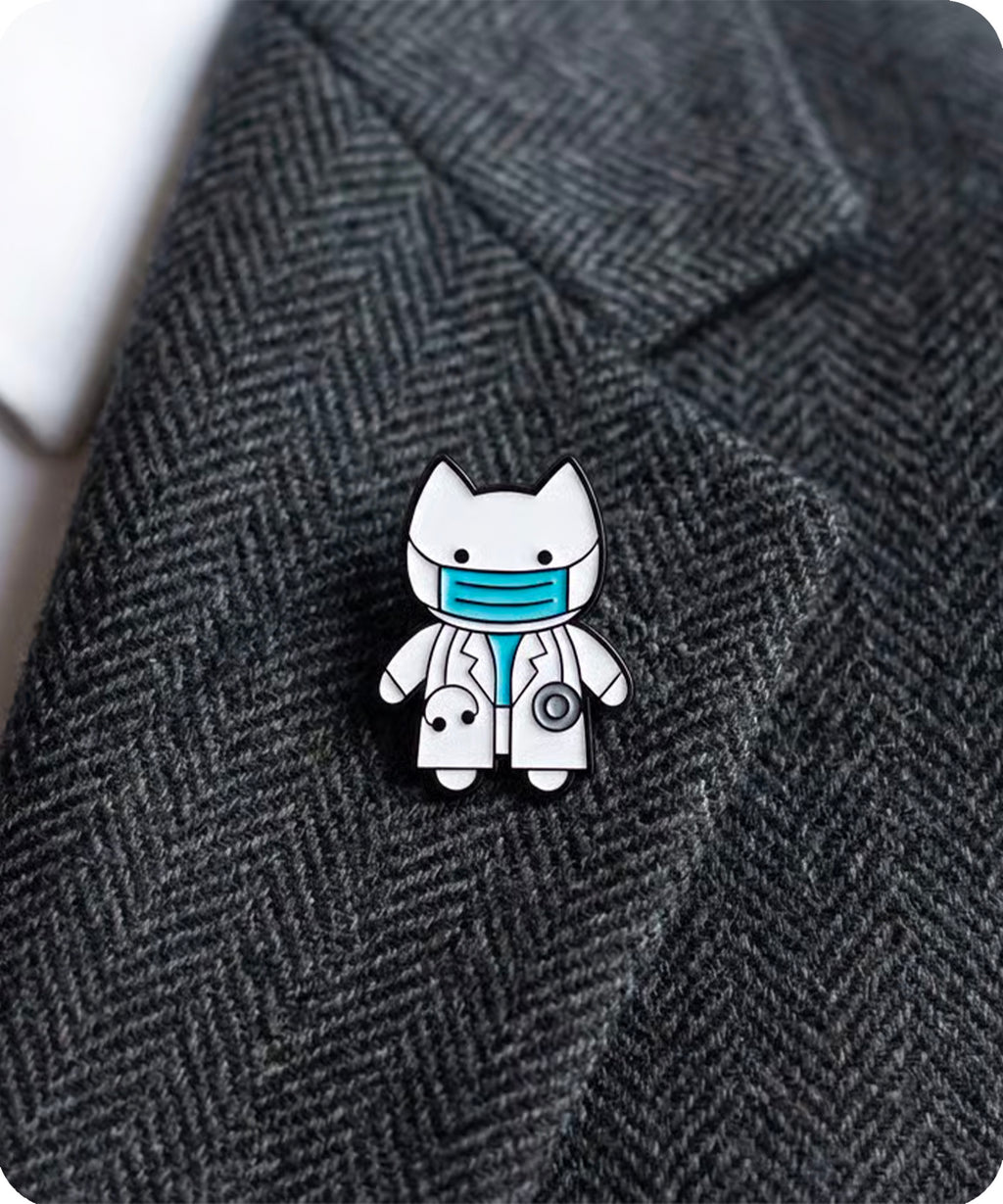 Doctor Cat Enamel Pin Badge