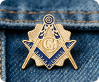 Masonic Gold & Blue Free Masons Compass Pin Badge