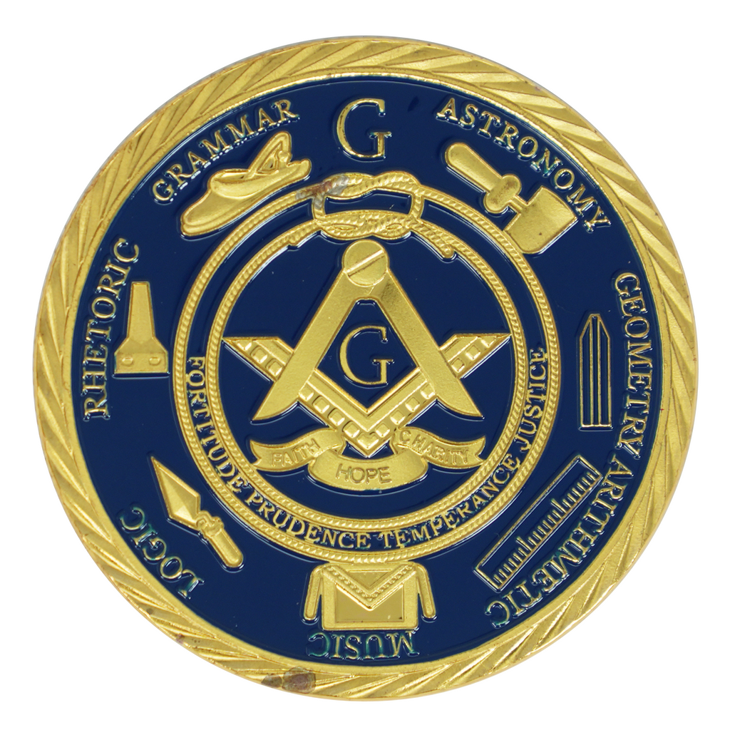 Freemasons Blue & Gold Challenge Coin – Symbol of Brotherhood, Wisdom &  Legacy