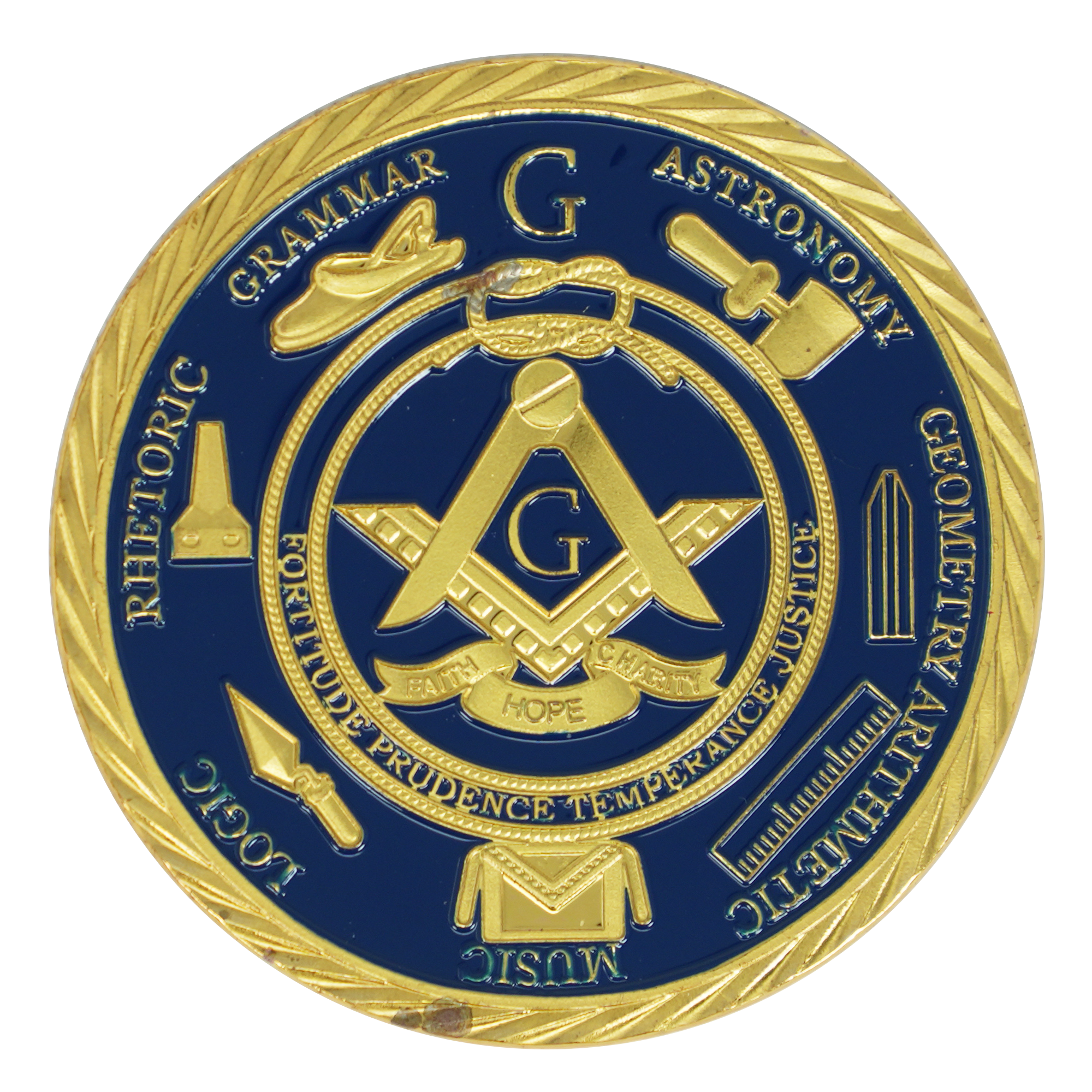 Freemasons Blue & Gold Challenge Coin – Symbol of Brotherhood, Wisdom &  Legacy