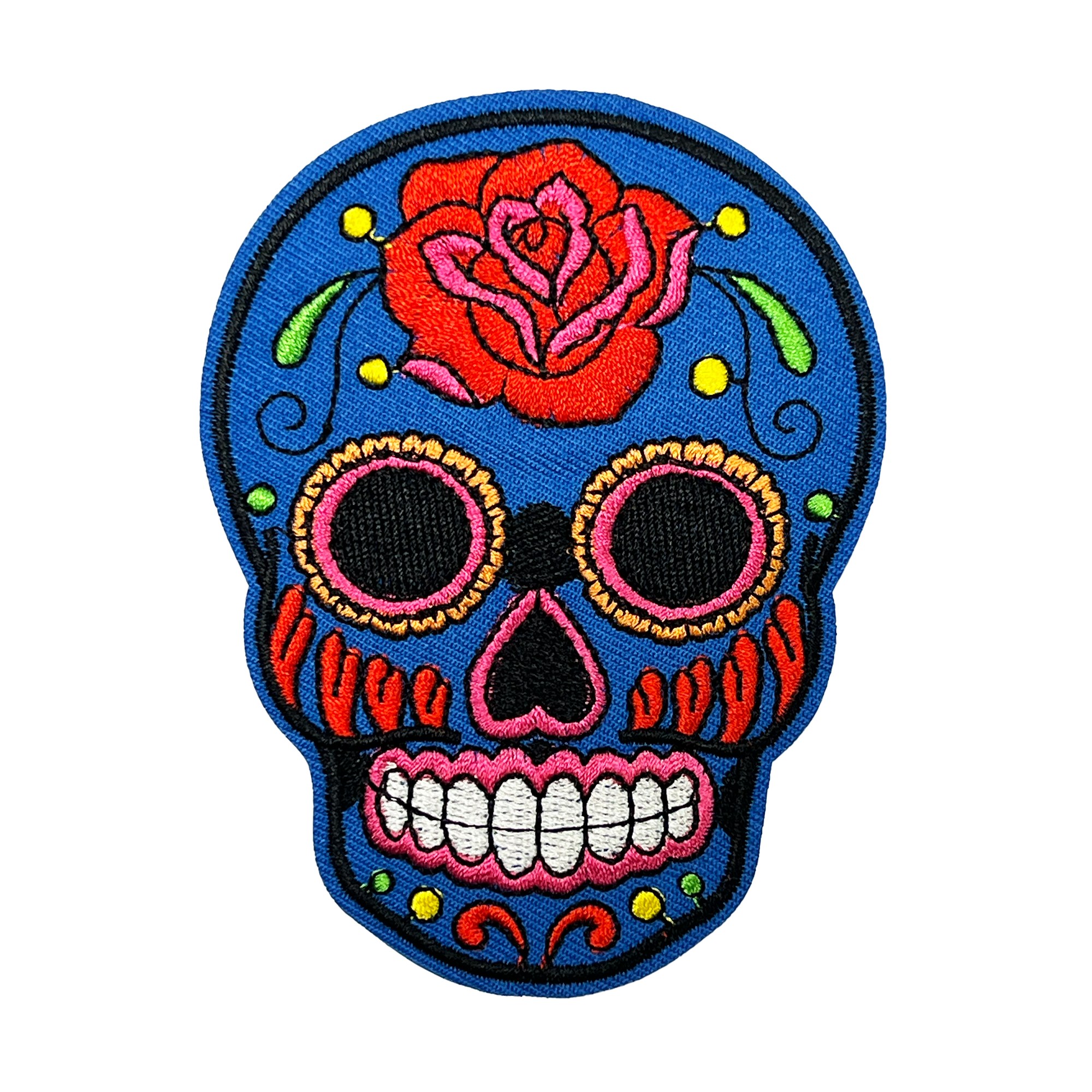 Day Of The Dead Blue Skull Embroidery Patch (7 x 10cm) Main image