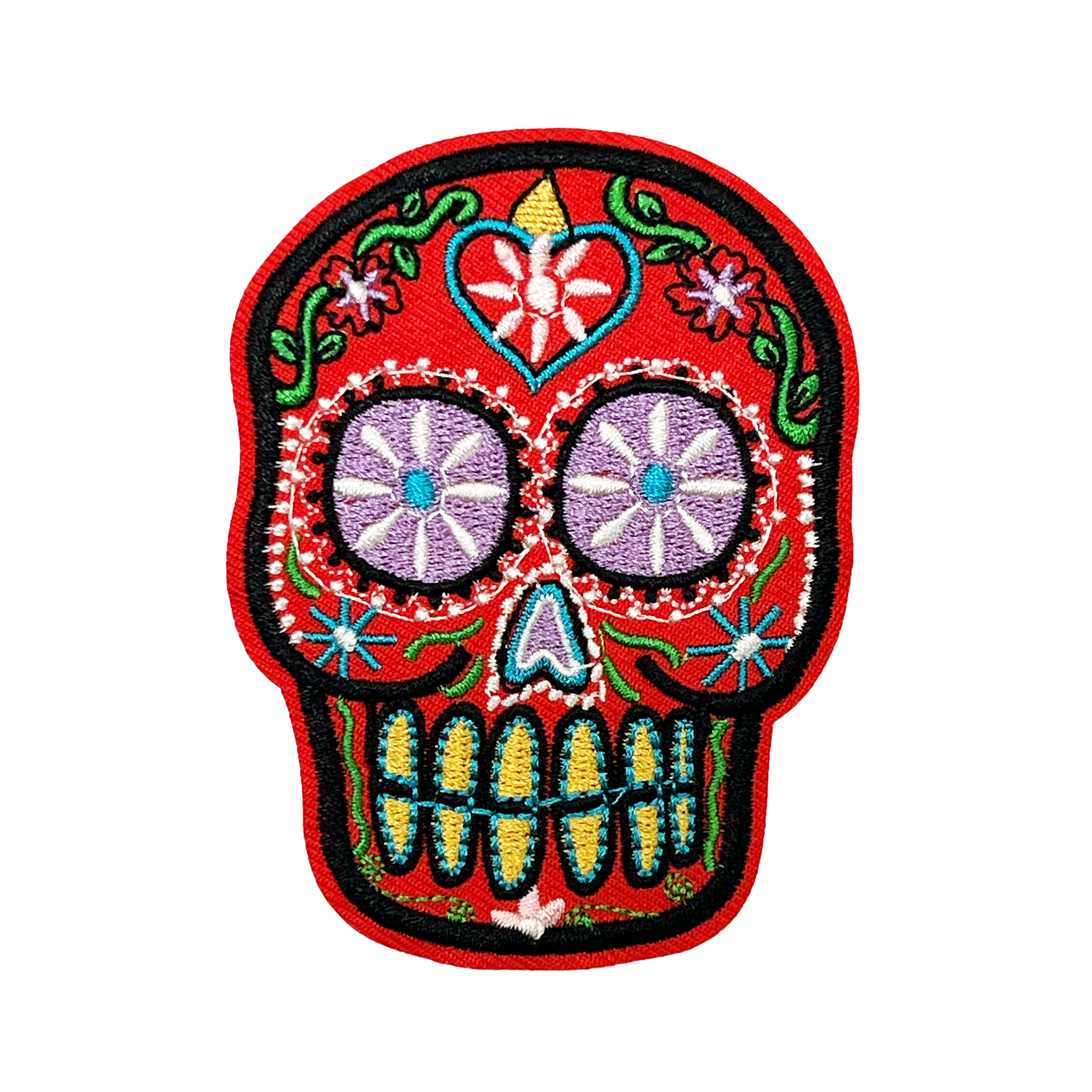 Parche bordado de calavera roja del Día de los Muertos (6 x 9 cm) Imagen principal del producto