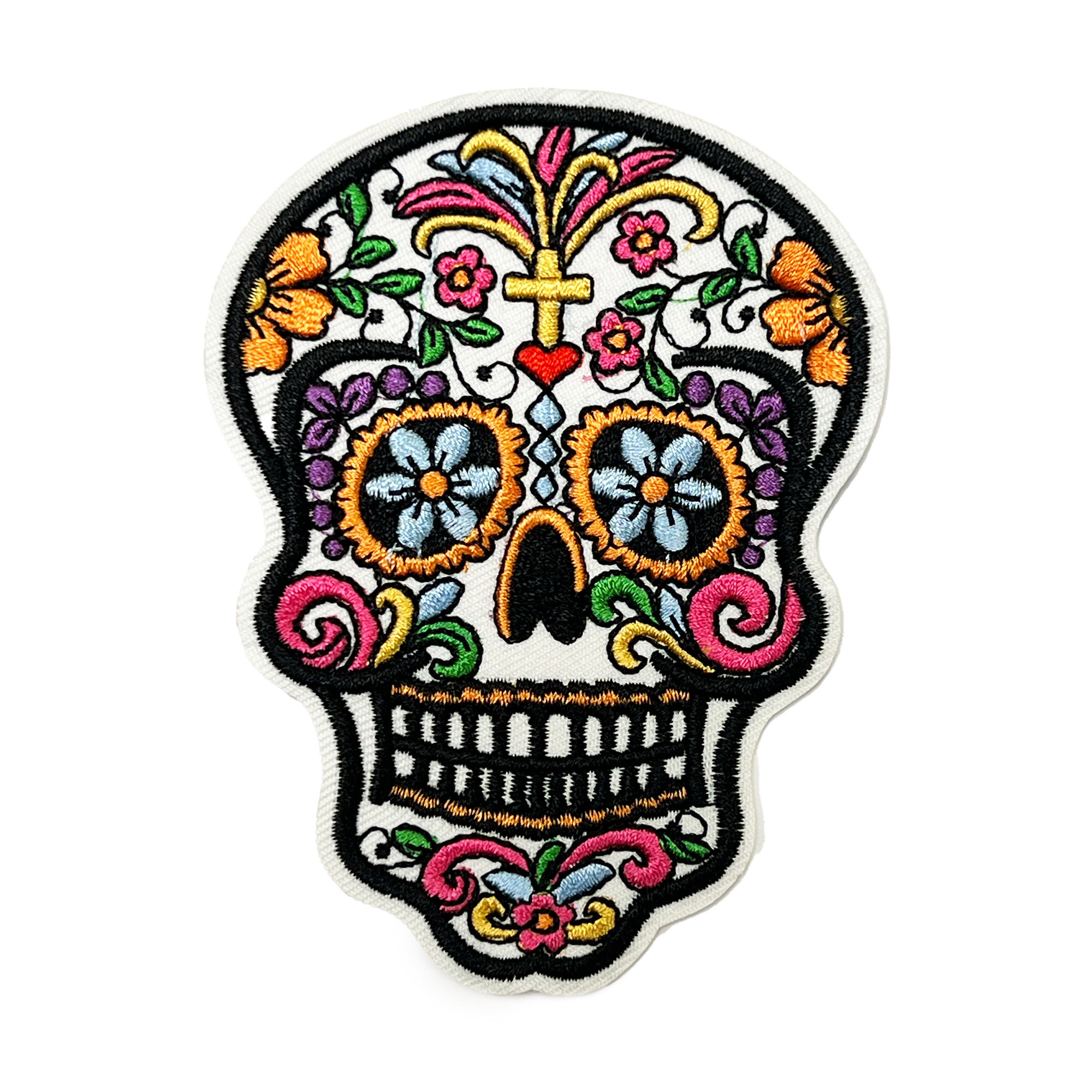 Day Of The Dead White Skull Embroidery Patch ( 7 x 10cm) Main image