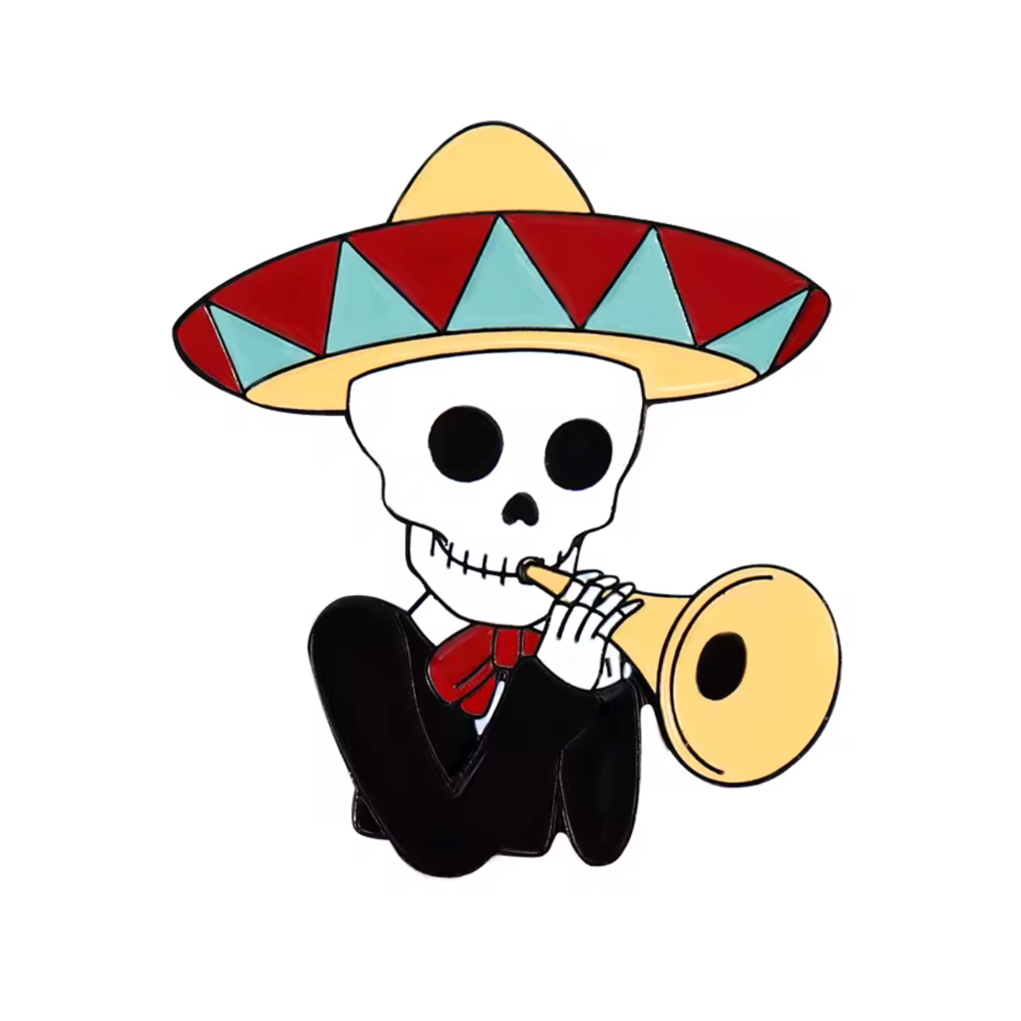 Insignia de Mariachi Esqueleto Mexicano con Trompeta Imagen principal del producto