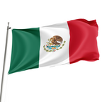 The flag of Mexico, featuring vertical stripes in green, white, and red colors, with the national coat of arms centered on the white stripe.