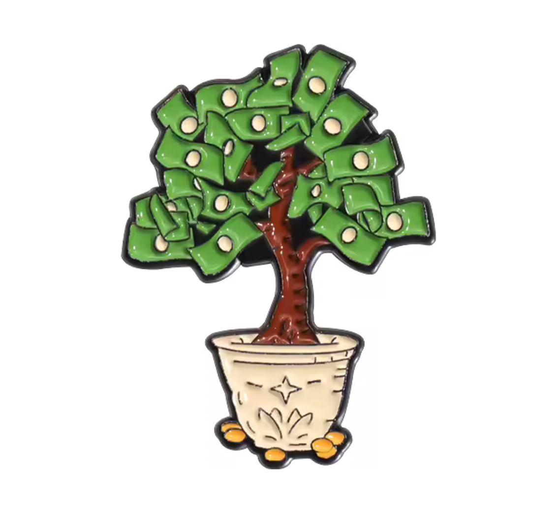Insignia de metal del árbol del dinero del dólar Imagen principal del producto