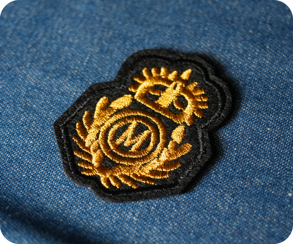 M Monogram Gold Crown Naval Cap Badge Iron On Patch (5 x 4cm)