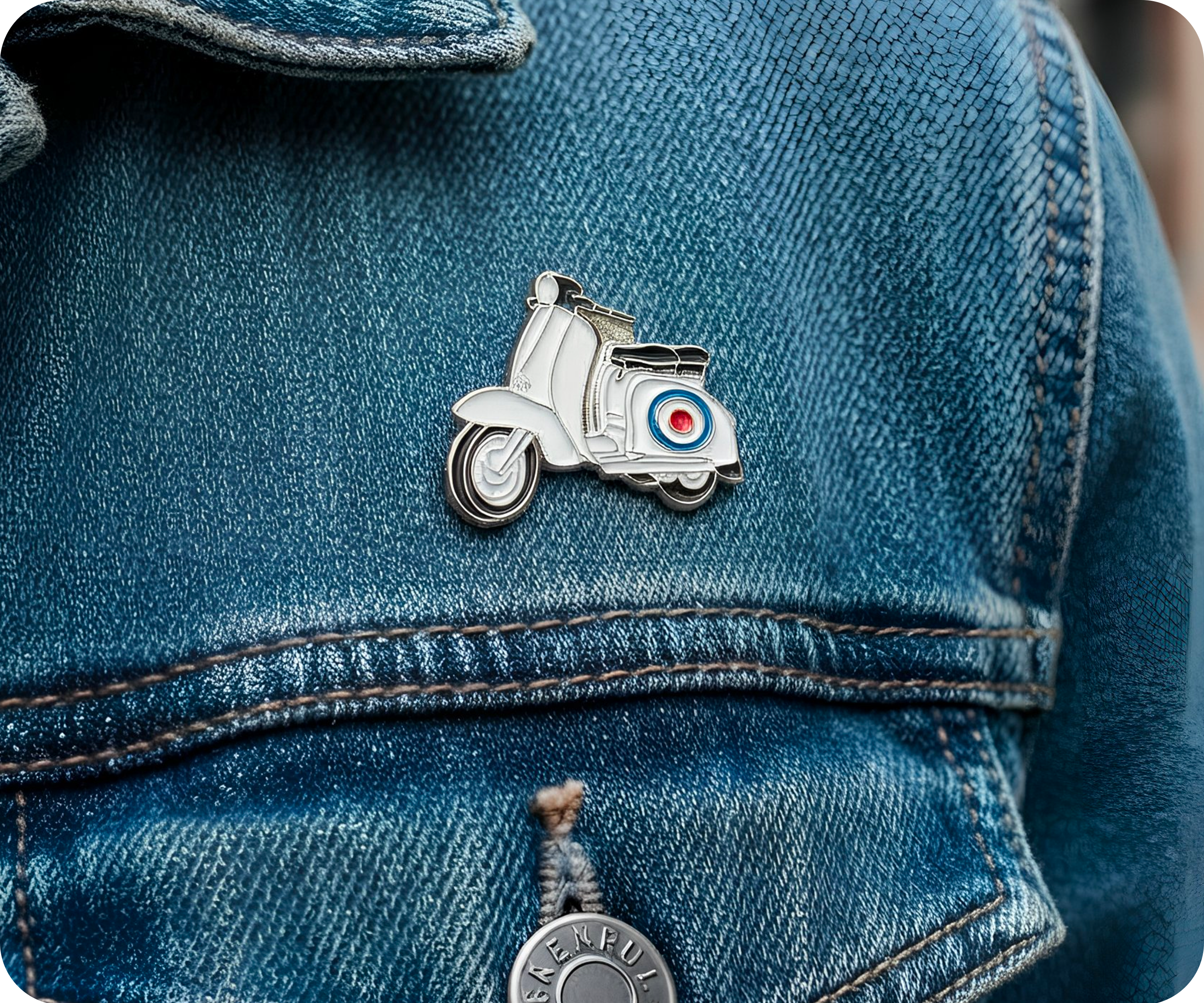Moped Scooter Pin Badge