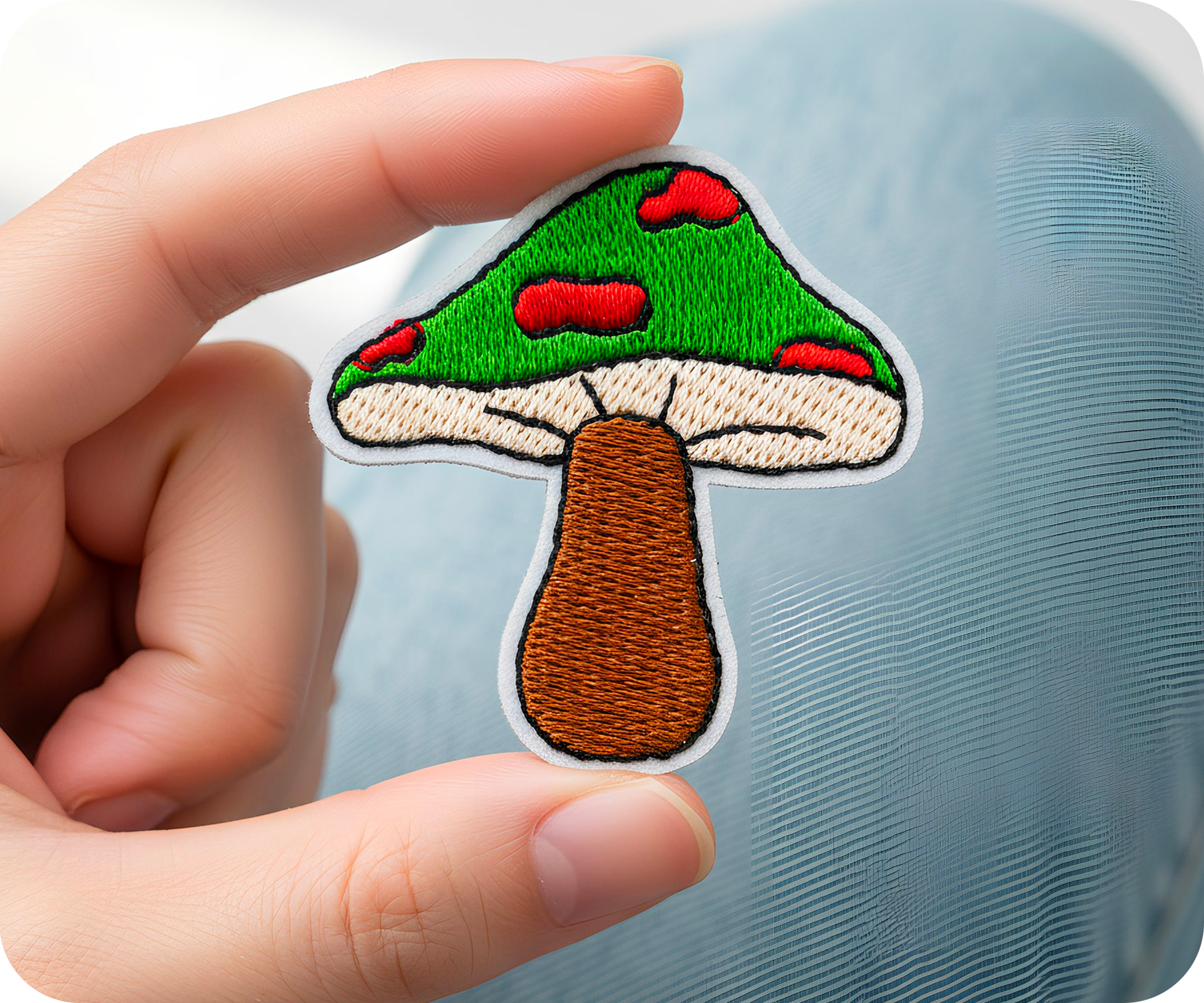 Red & Green Mushroom Toadstool Shroom Iron On Patch (5 x 5cm) Secondary image
