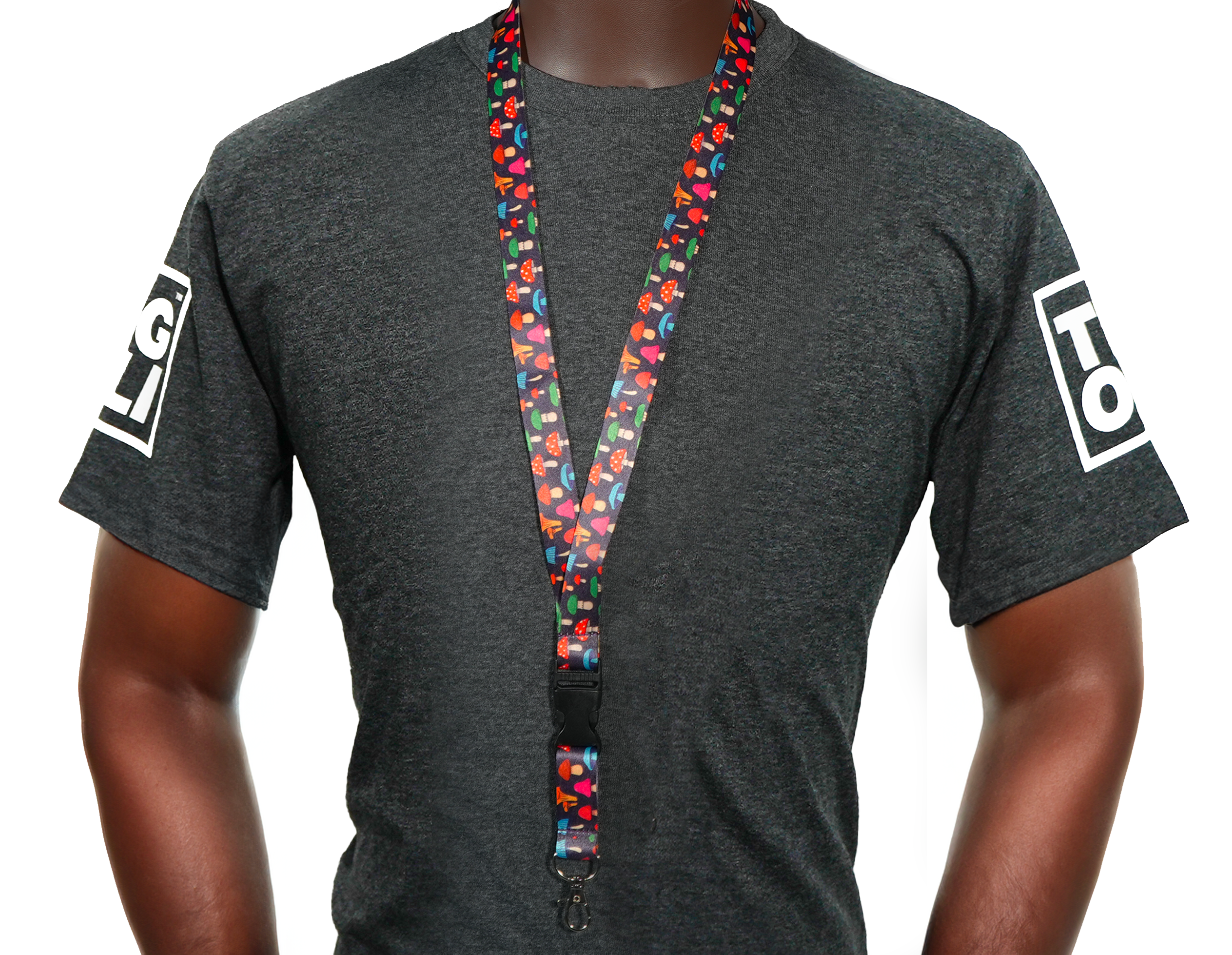 Mushroom Pattern Lanyard – Colourful Fungi Design Neck Strap Secondary image