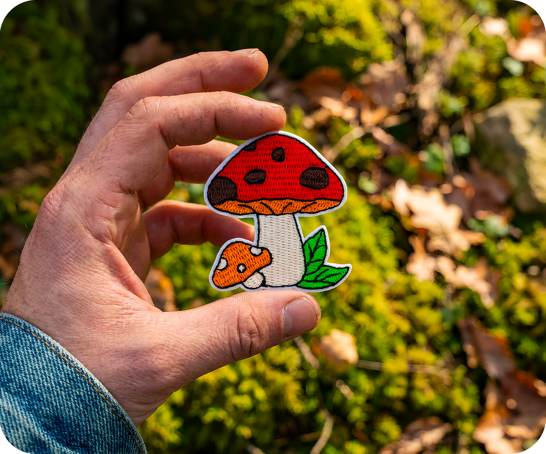 Red & Orange Mushrooms Toadstool Shroom Iron On Patch (5.4 x 4.7cm) Secondary image