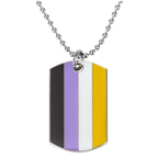 Progress Pride LGBTQI+ Flag Dog Tag Necklaces | Metal Enamel