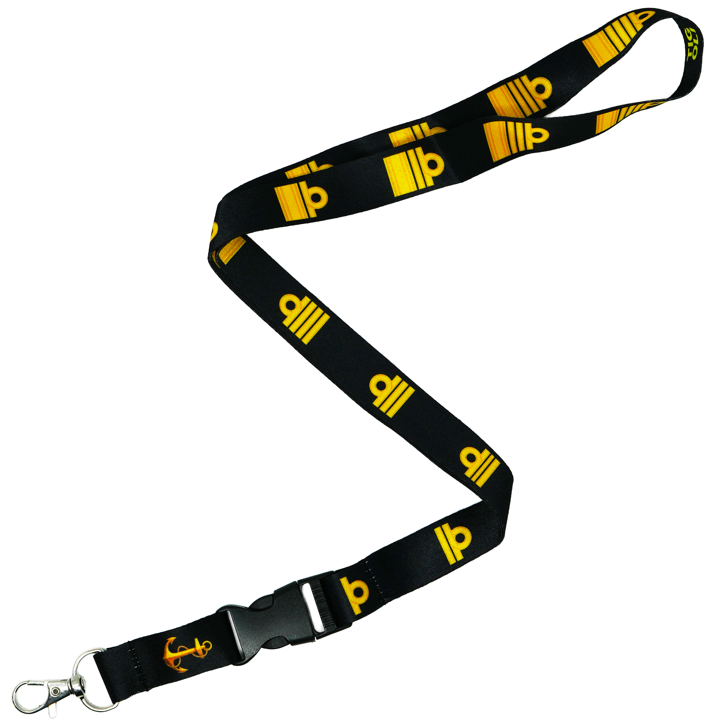 Lanyard de los Rangos de Oficial de la Royal Navy – Cinta para el Cuello de Rayas Navales Negras y Doradas Imagen principal del producto