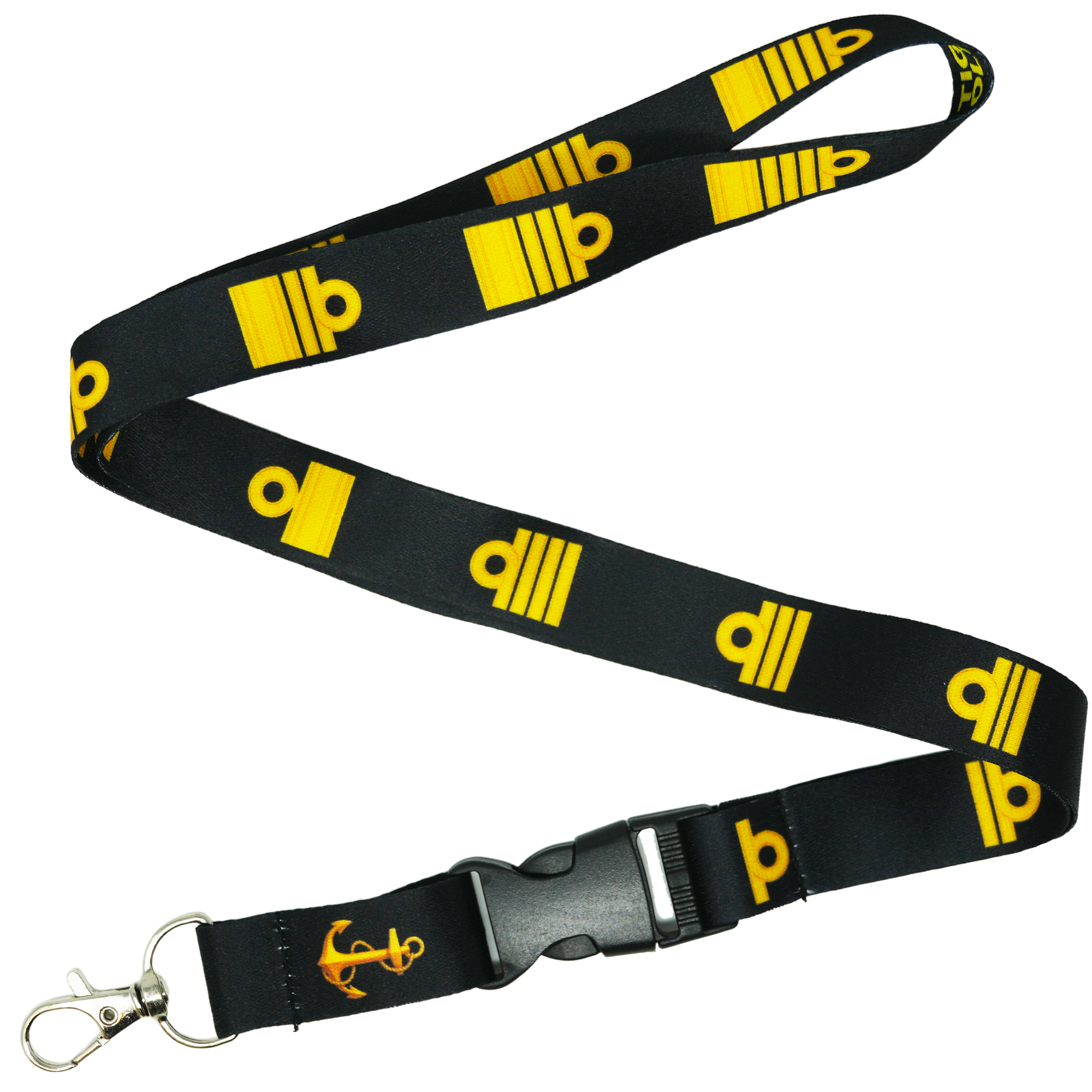 Royal Navy Officer Ranks Lanyard – Black & Gold Naval Stripes Neck Strap Main image