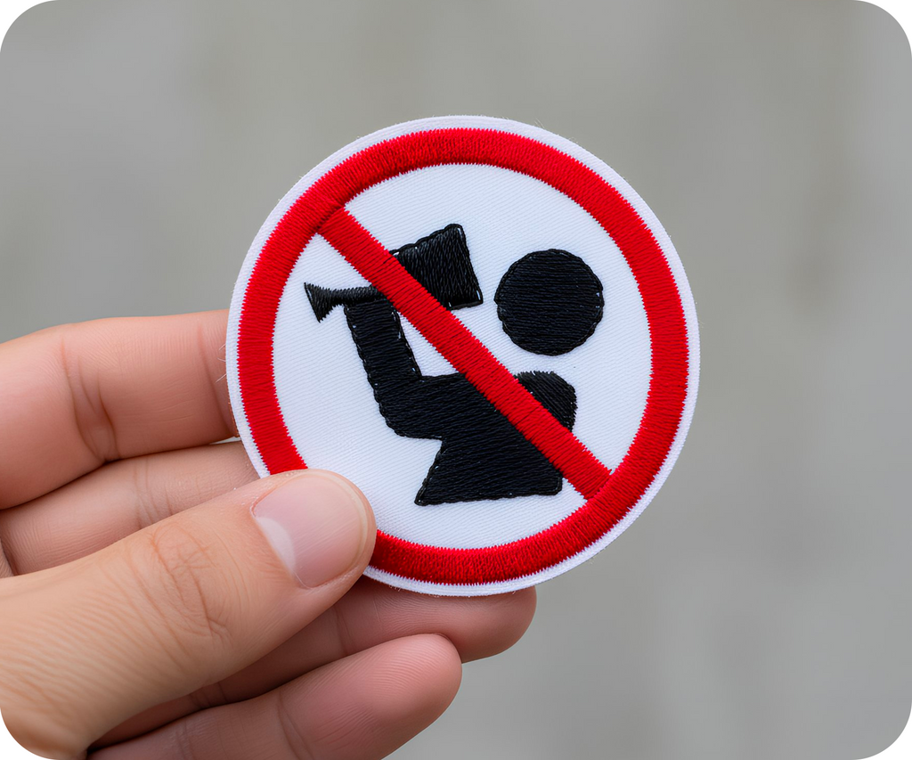 No Drinking Alcohol Sign Round Iron On Patch (7 x 7cm)