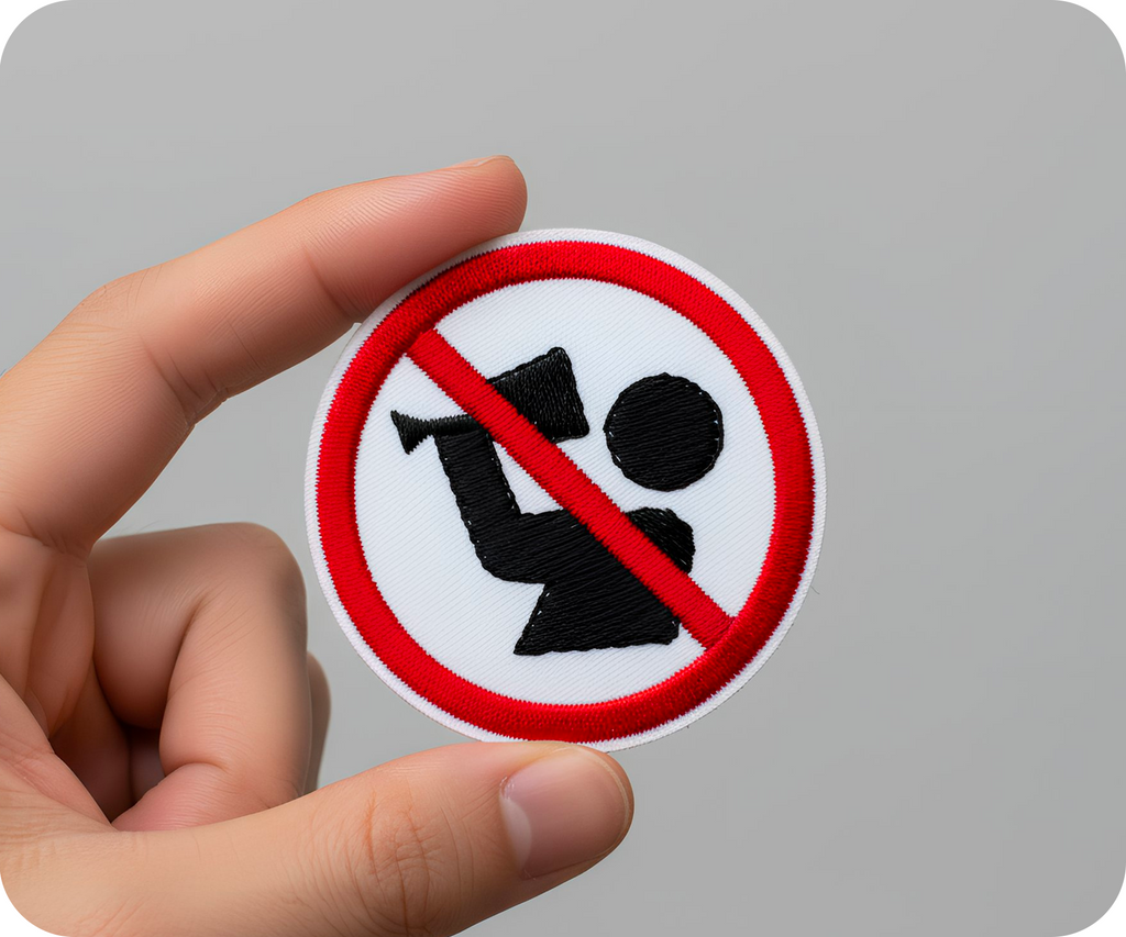 No Drinking Alcohol Sign Round Iron On Patch (7 x 7cm)