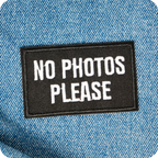 No Photos Please Black Iron On Patch (7.8 x 5cm)