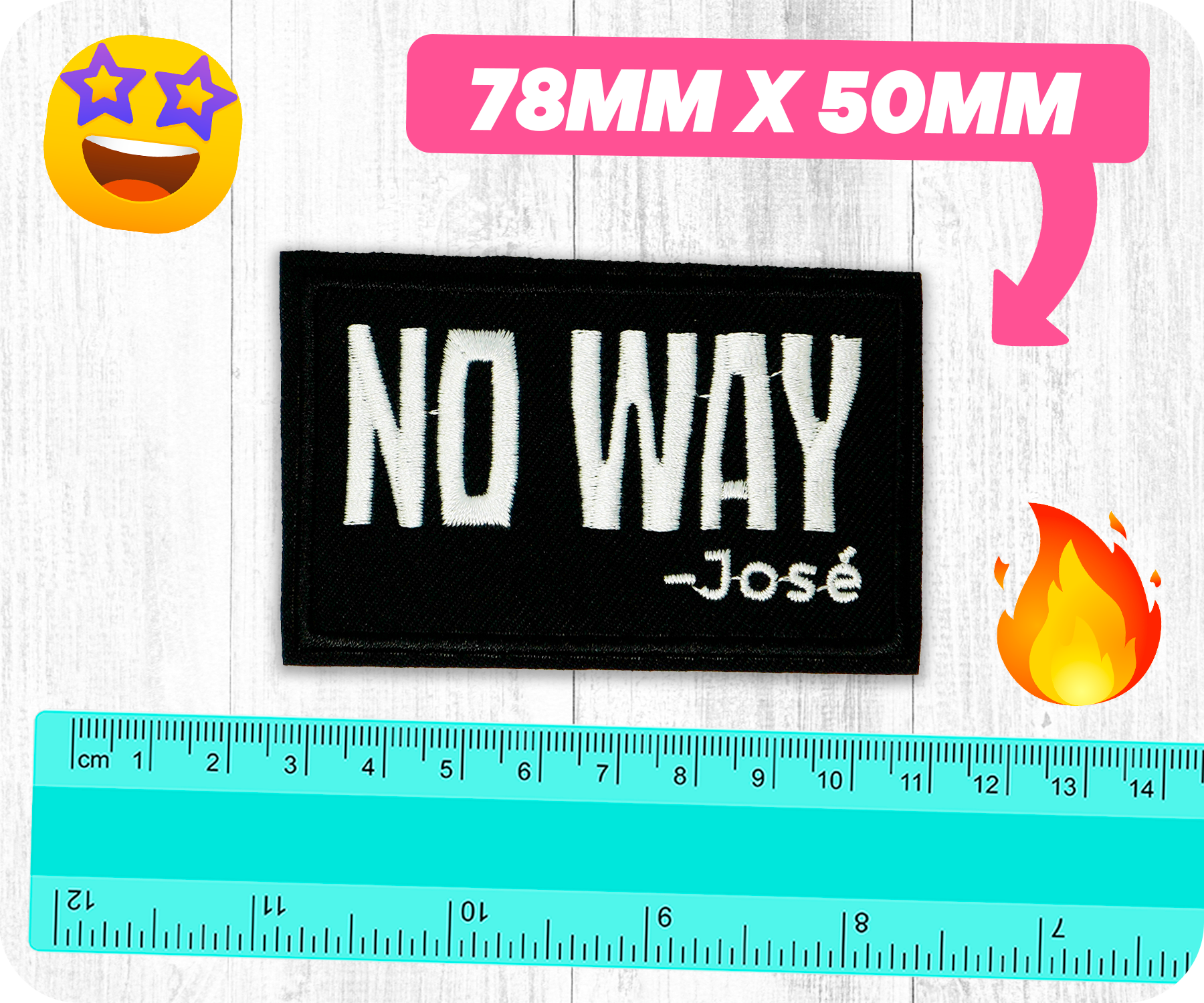 No Way Jose Funny Black Iron On Patch (7.8 x 5cm)