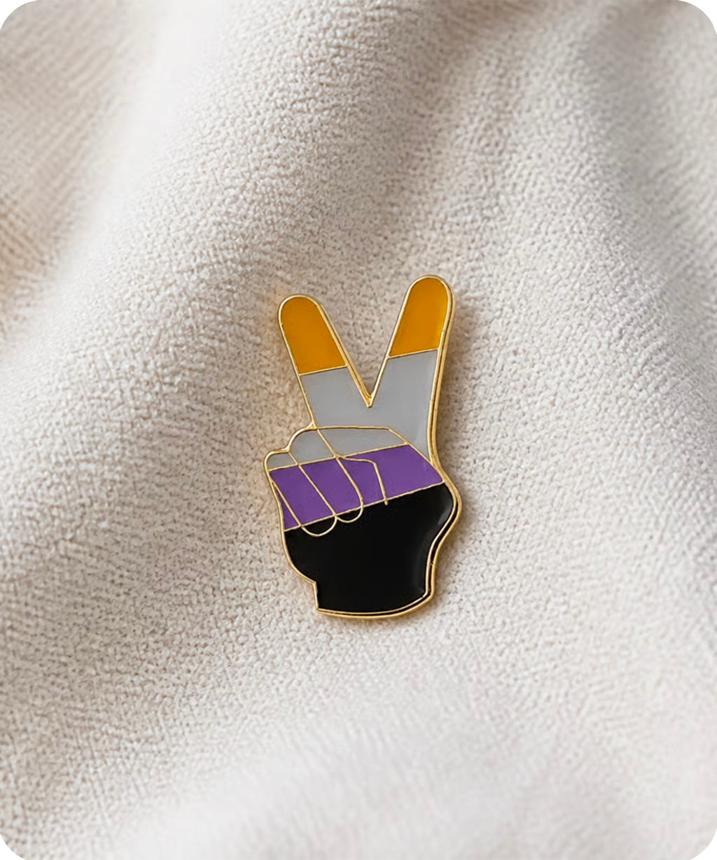 Non-Binary Pride Peace Sign Enamel Pin Badge