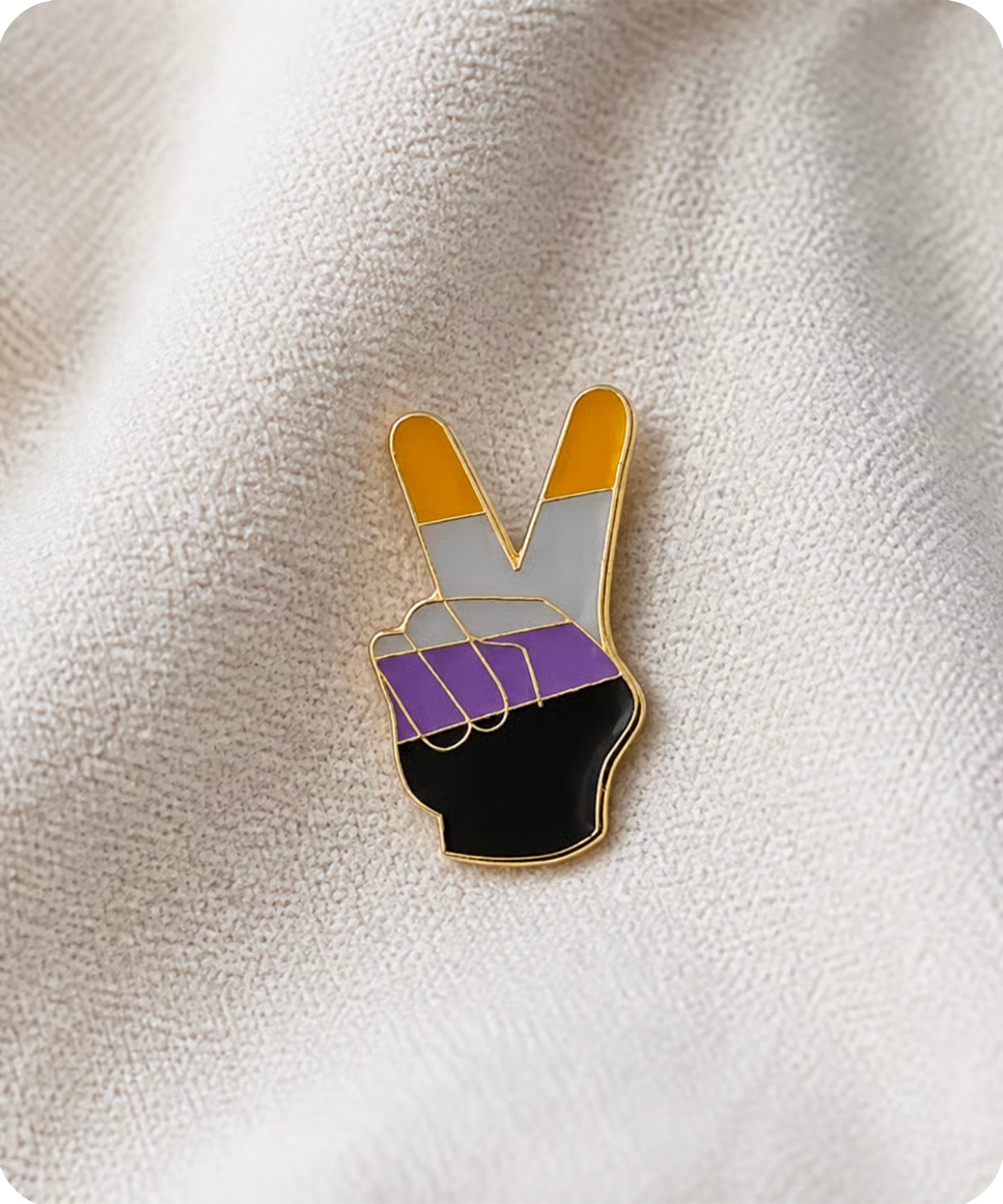 Non-Binary Pride Peace Sign Enamel Pin Badge