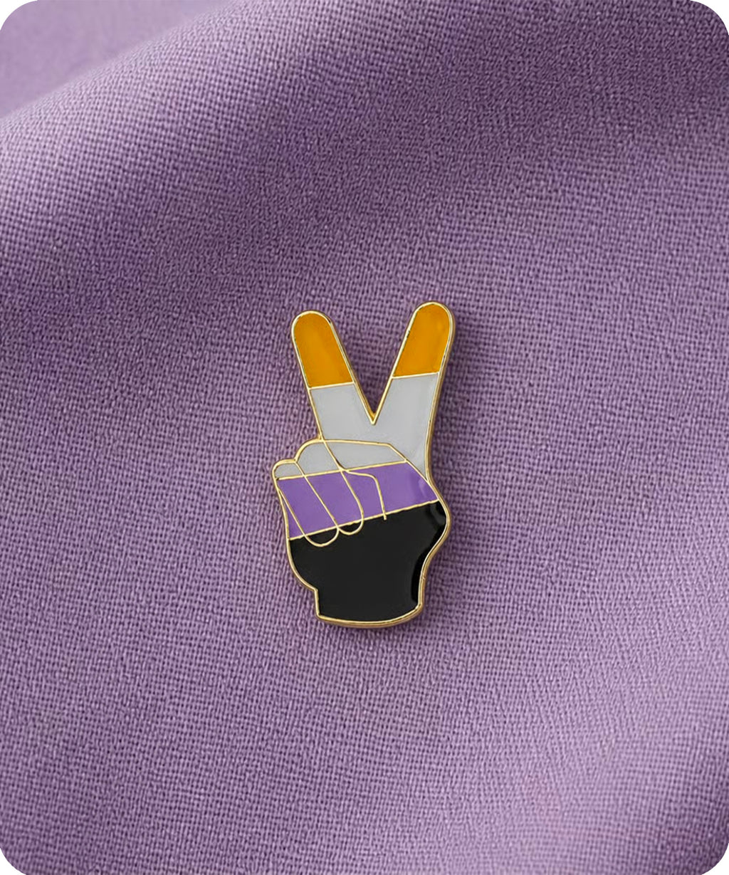 Non-Binary Pride Peace Sign Enamel Pin Badge