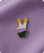 Non-Binary Pride Peace Sign Enamel Pin Badge