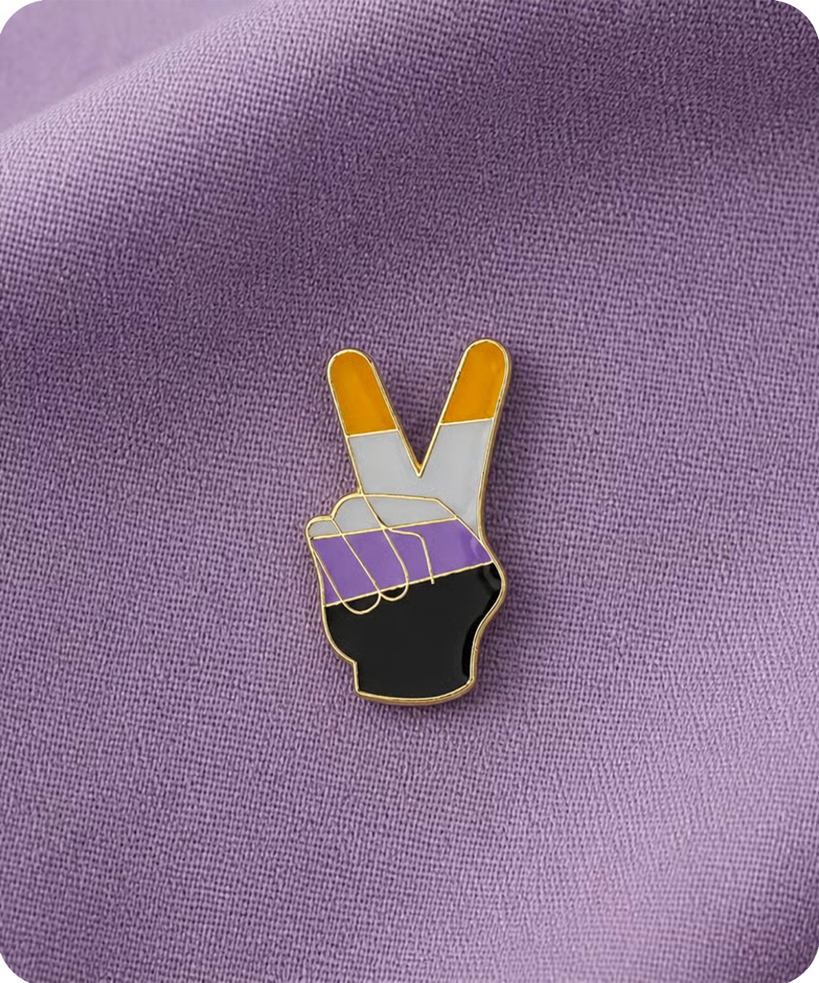 Non-Binary Pride Peace Sign Enamel Pin Badge