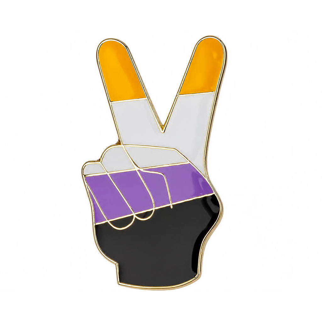 Non-Binary Pride Peace Sign Enamel Pin Badge