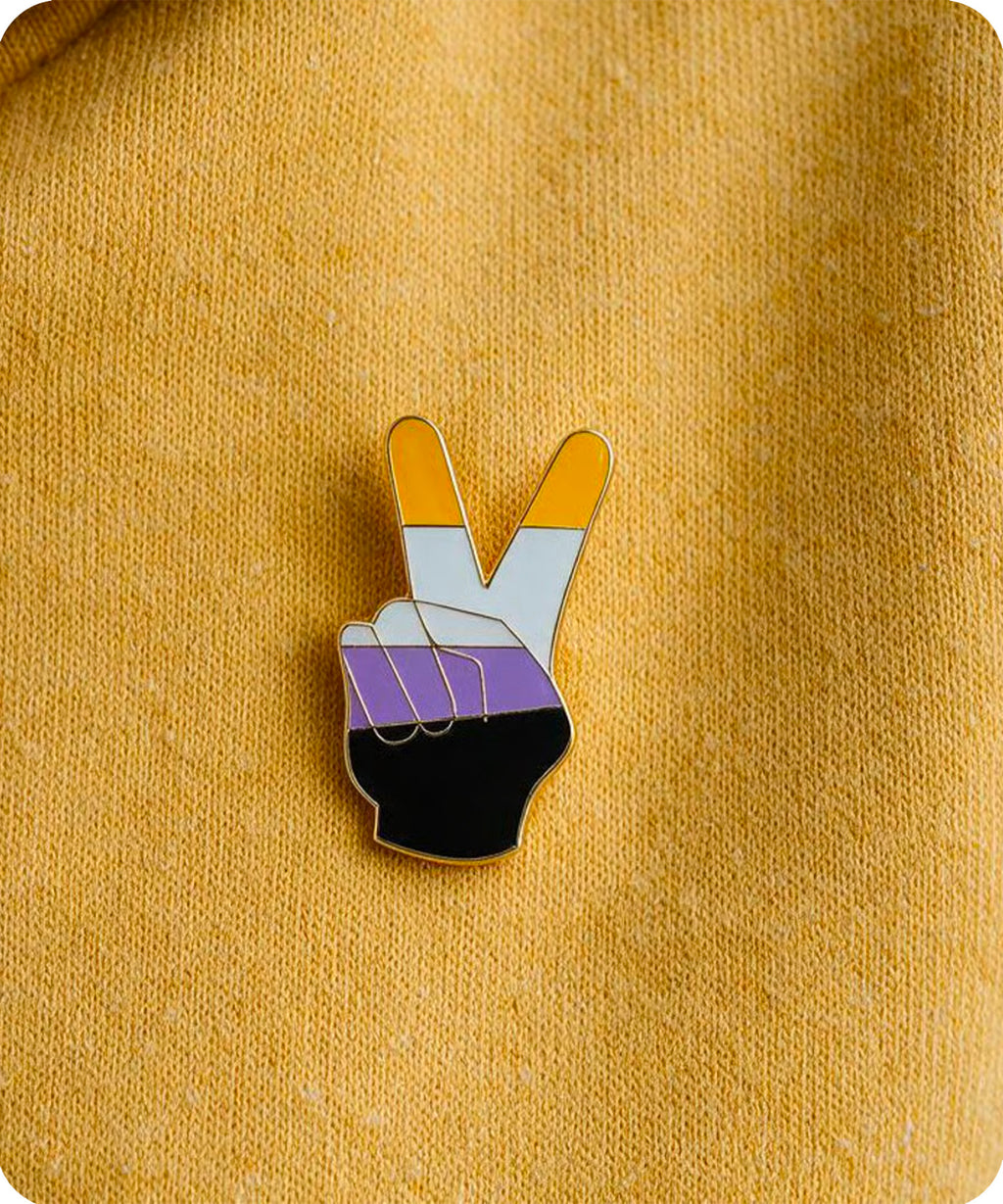 Non-Binary Pride Peace Sign Enamel Pin Badge
