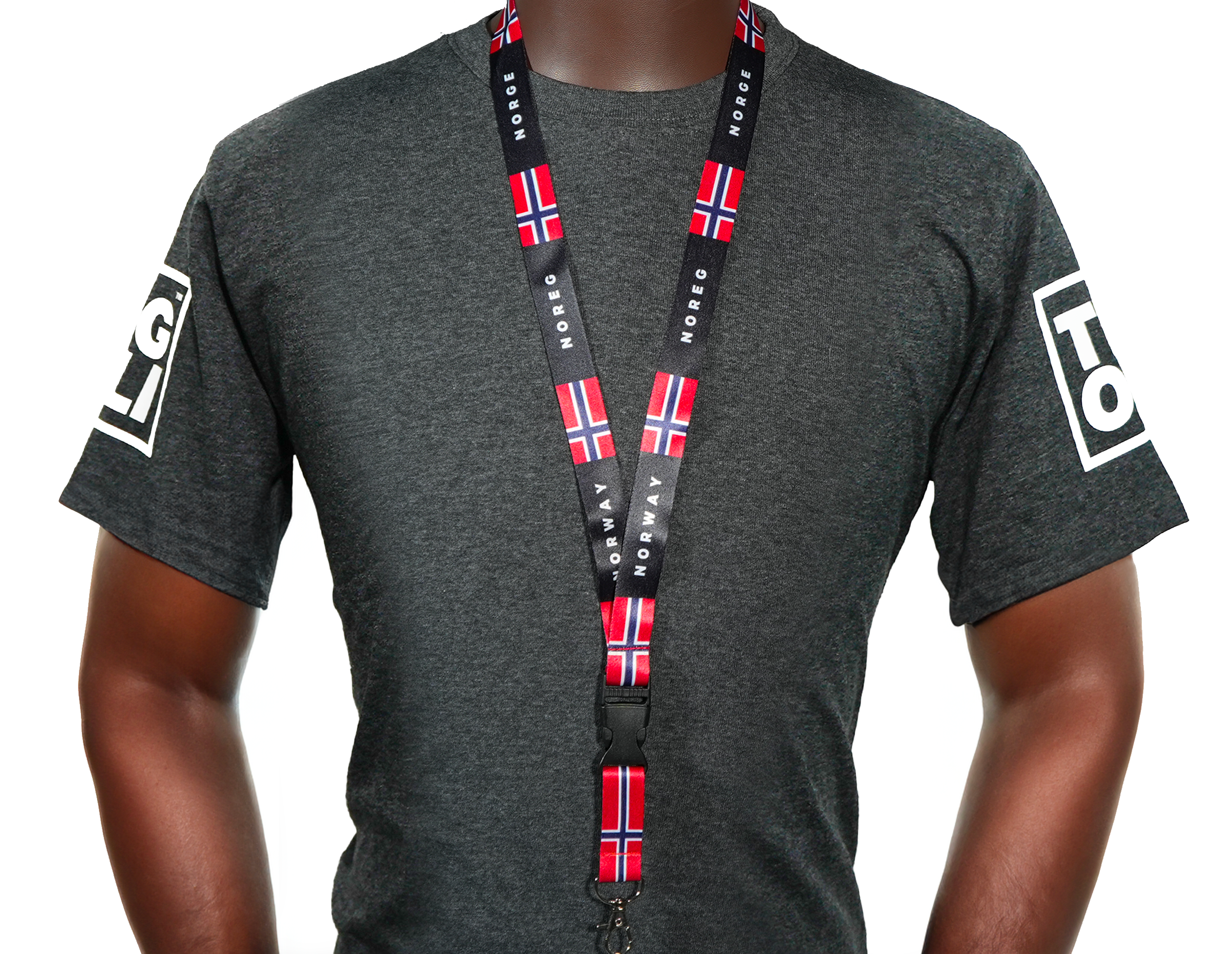 Norway Flag Lanyard – Red, Blue & White Norwegian Flag Neck Strap Secondary image