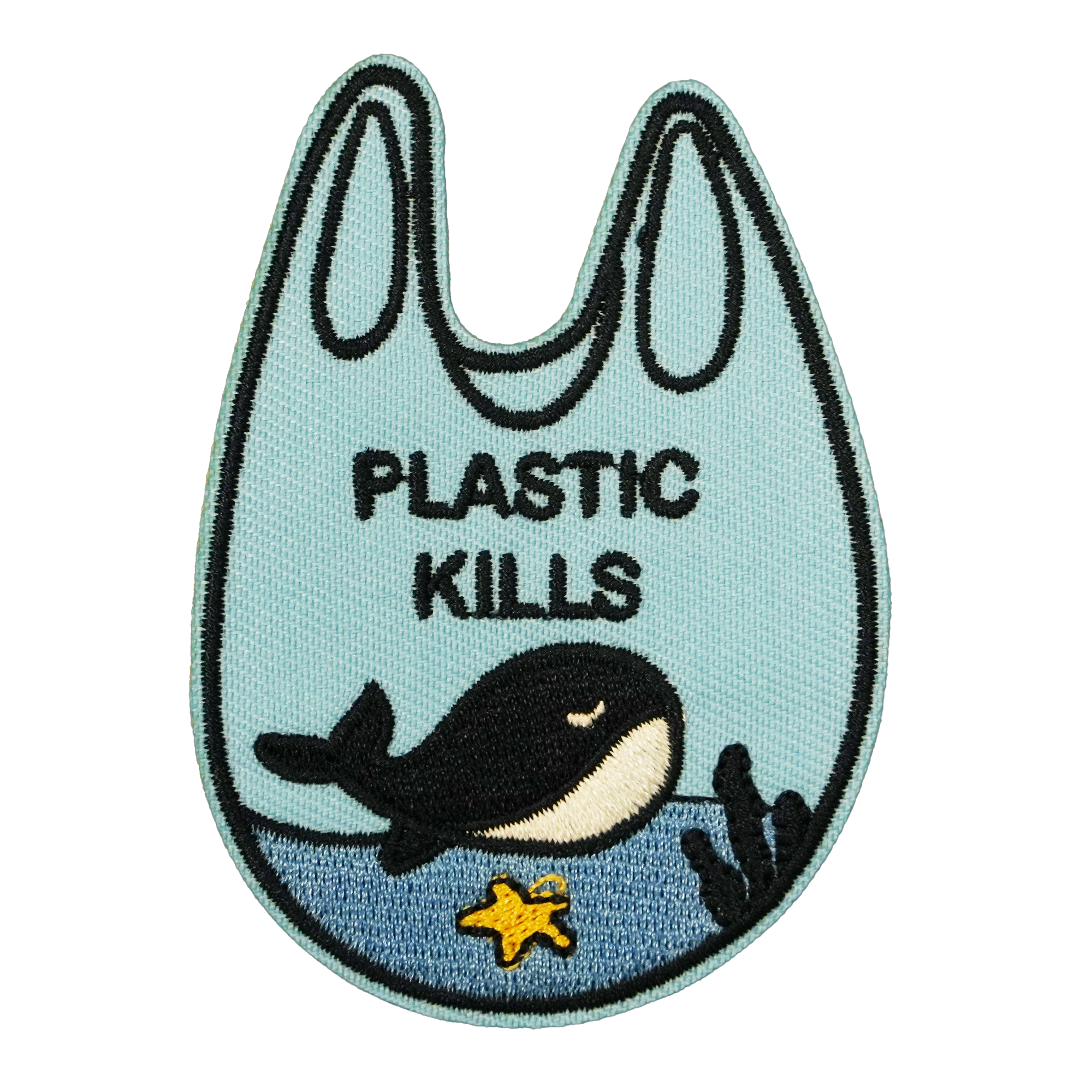 Plastic Kills Whale Ocean Embroidery Patch (5 x 7.5cm) Main image