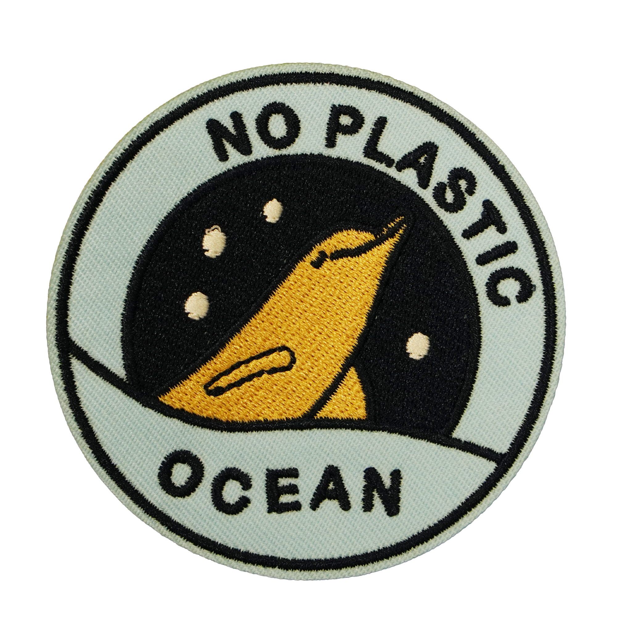 Dolphin Plastic Ocean Embroidery Patch (7.5 x 7.5cm) Main image