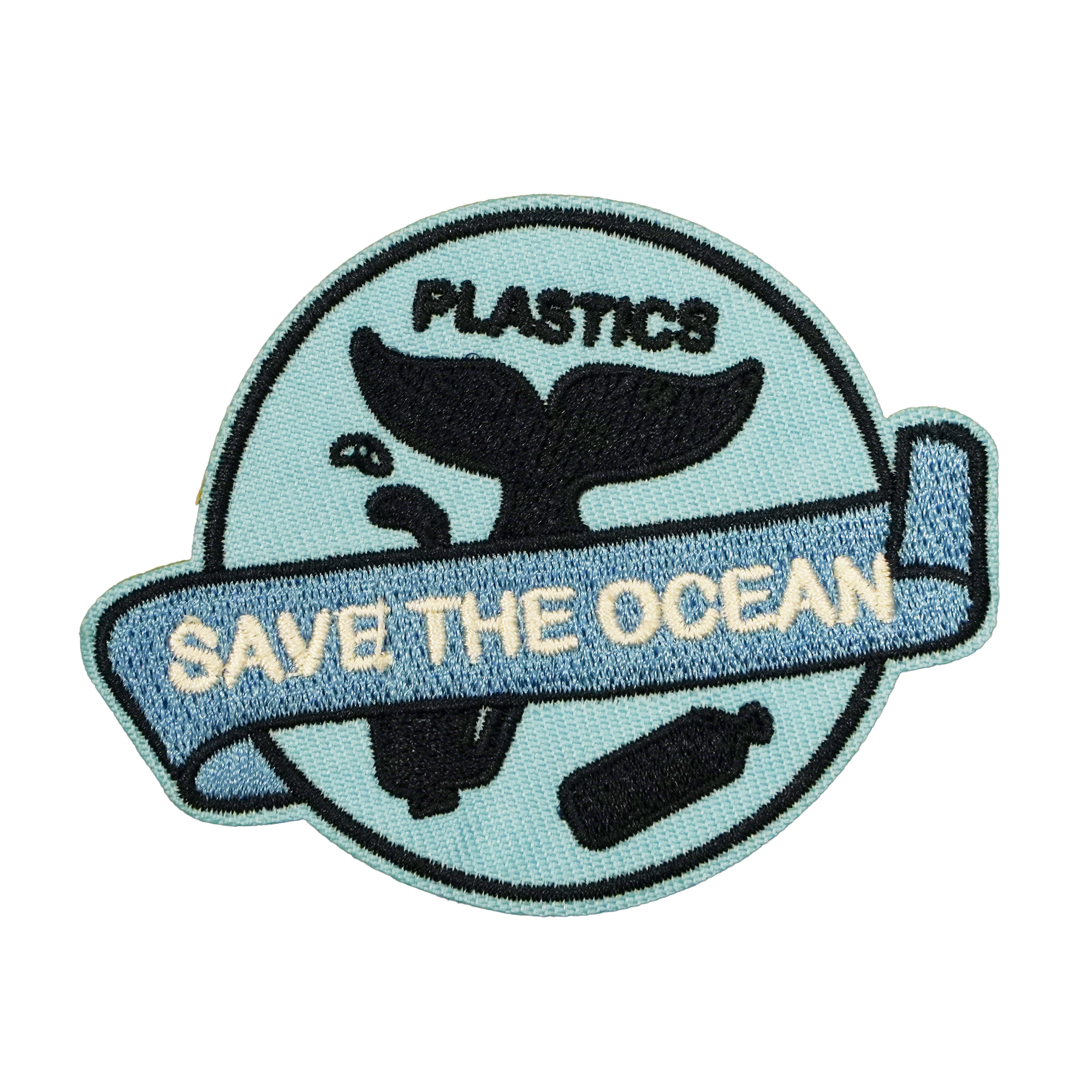 Ocean Whale Plastic Tale Embroidery Patch (8 x 6cm) Main image