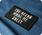 The Ocean Made Me Salty Black Iron On Patch (7.8 x 5cm)