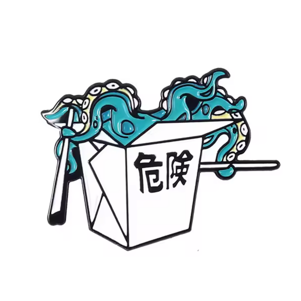 Octopus Noodles Box Pin Badge