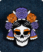 Day of the Dead Sugar Skull Enamel Lapel Pin Badge