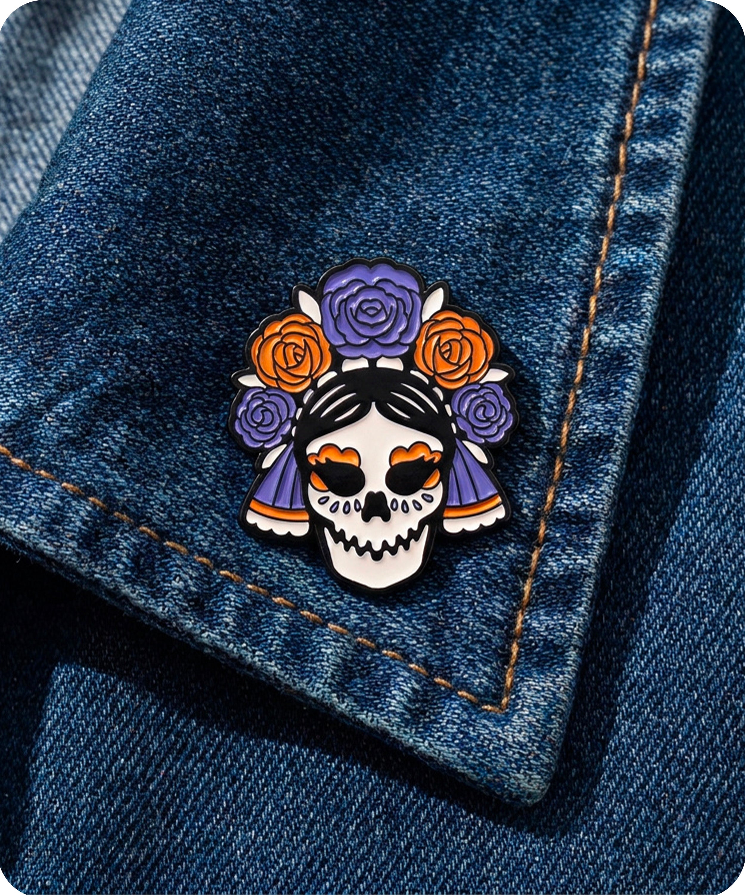 Day of the Dead Sugar Skull Enamel Lapel Pin Badge