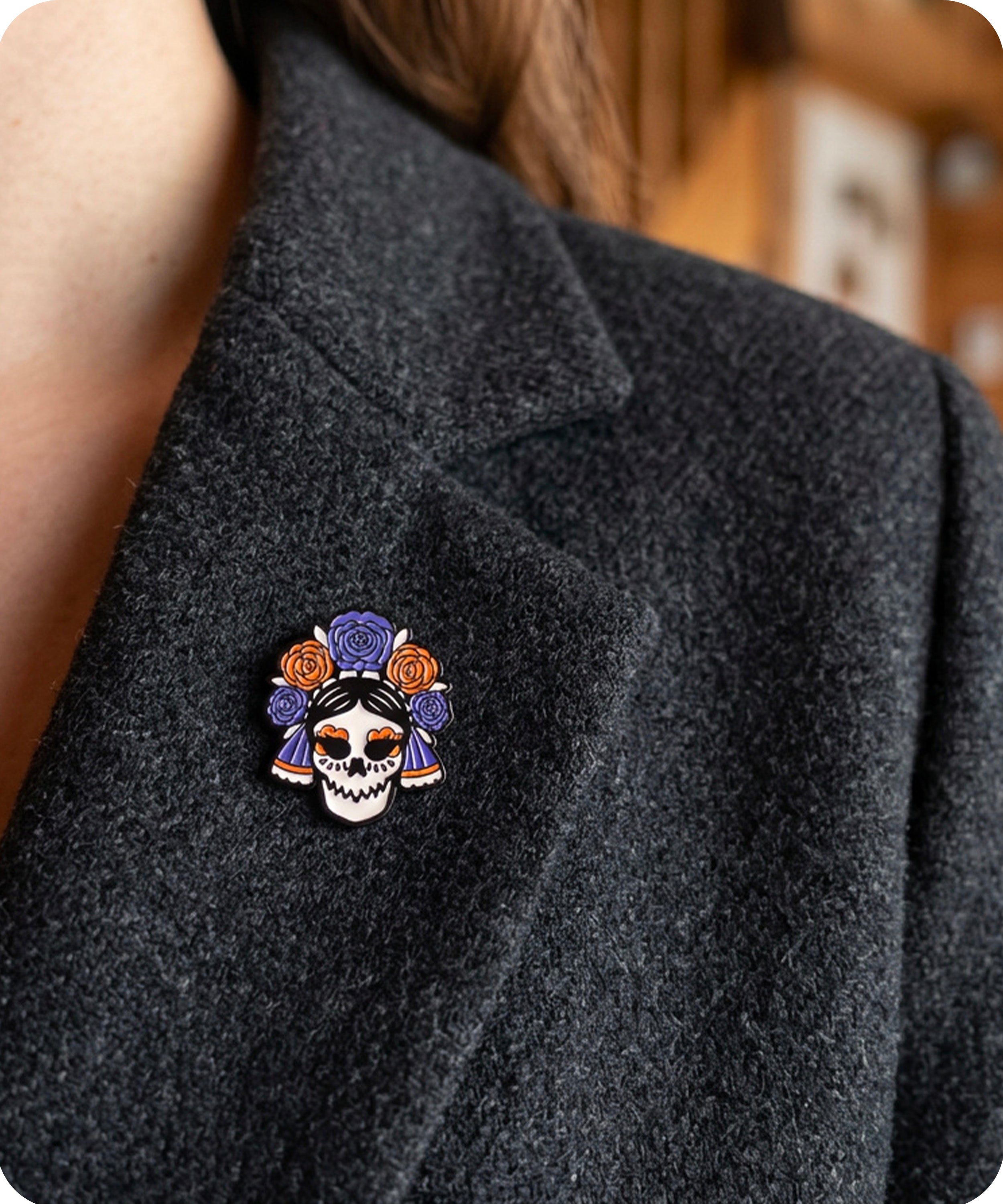 Day of the Dead Sugar Skull Enamel Lapel Pin Badge