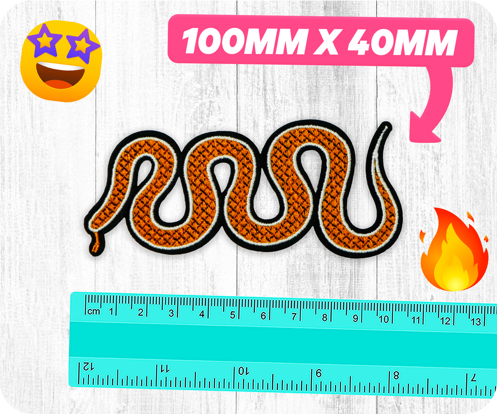 Yellow & Orange Slithering Snake Iron On Patch (10 x 4cm)