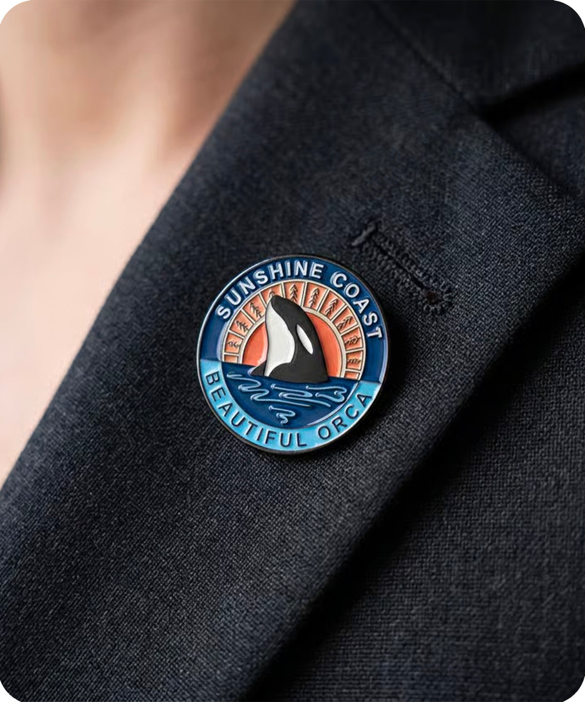 Sunshine Coast Beautiful Orca Enamel Pin Badge