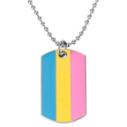 Progress Pride LGBTQI+ Flag Dog Tag Necklaces | Metal Enamel