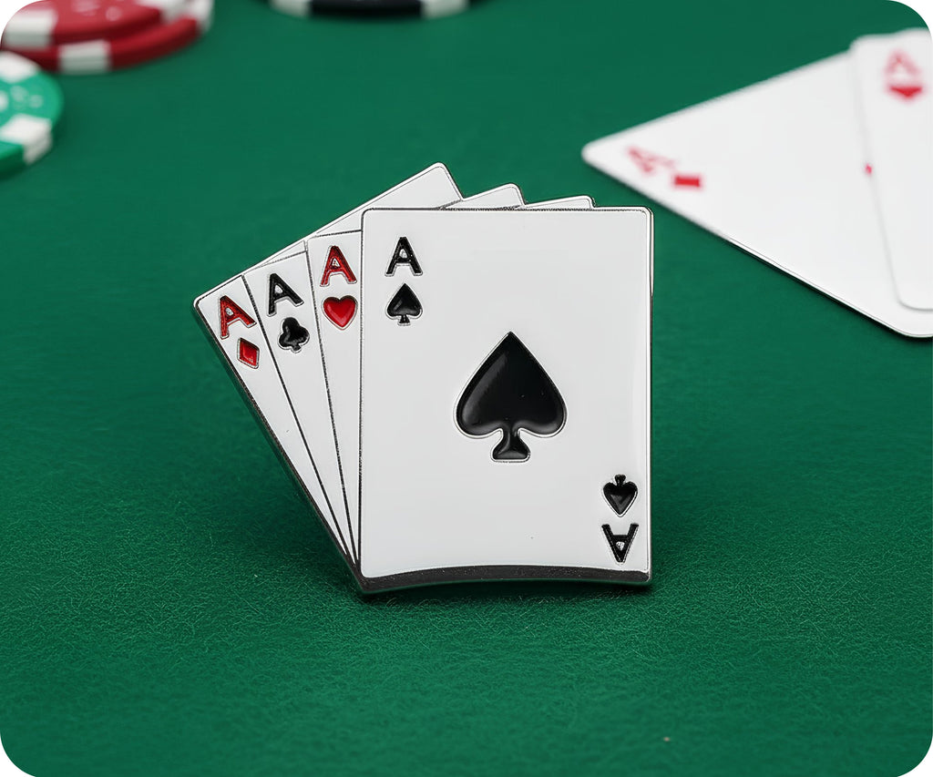 Aces Poker 4 Of A Kind Pin Badge