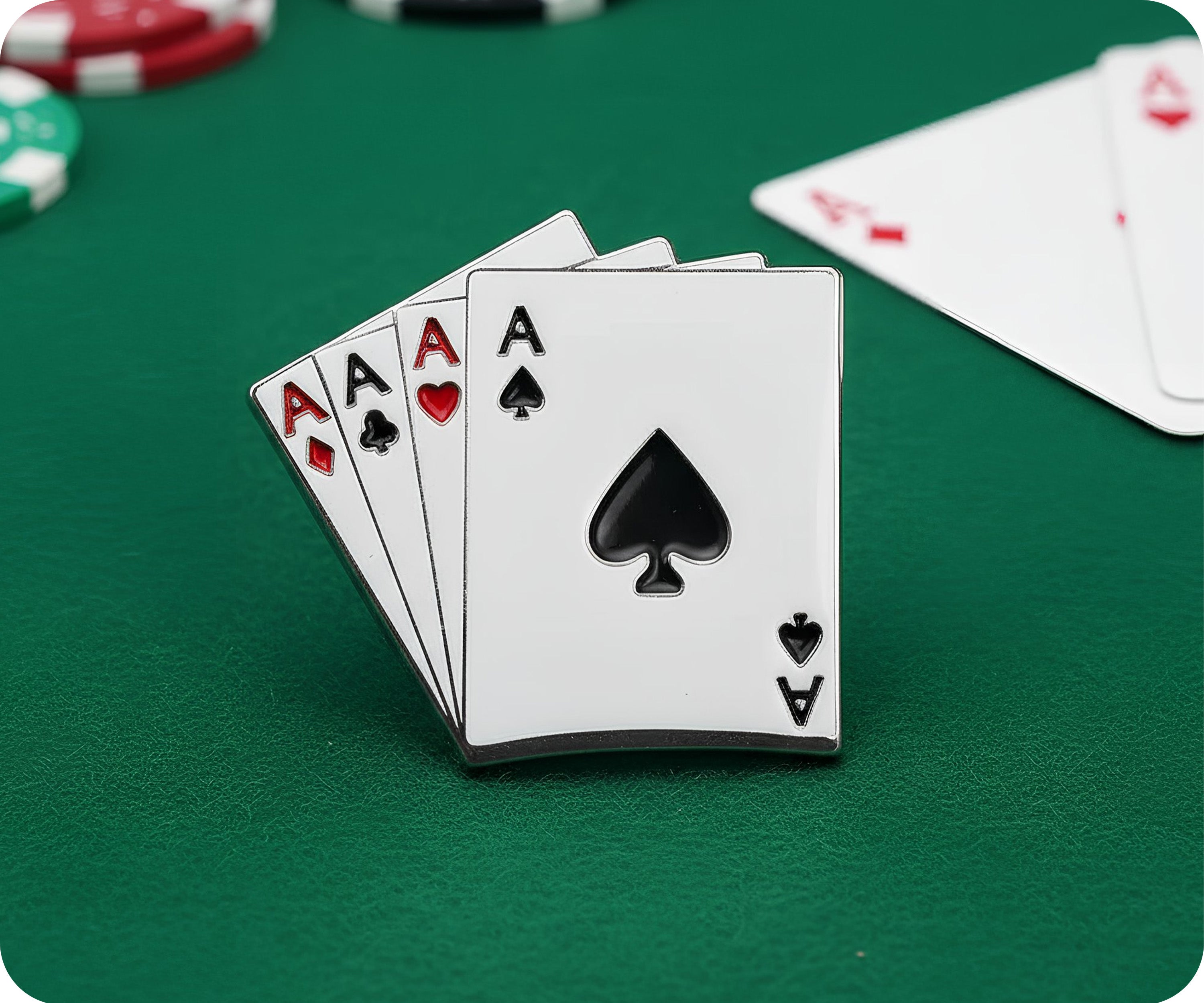 Aces Poker 4 Of A Kind Pin Badge